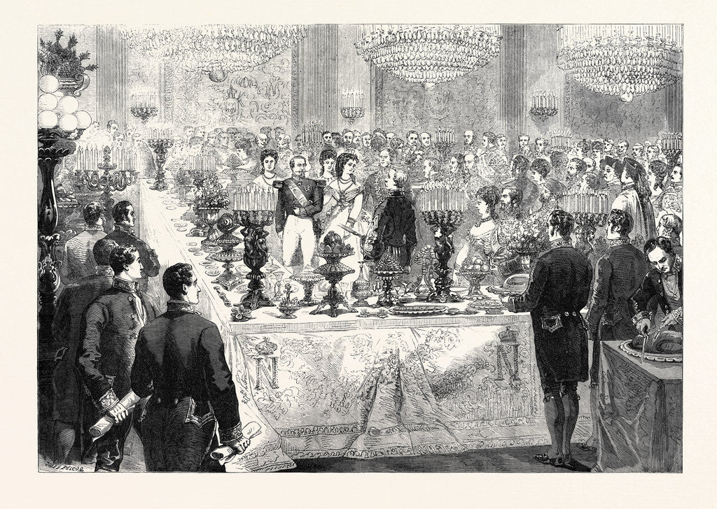 Detail of Ball Supper in the Galerie De Diane at the Tuileries Paris France 1869 by Anonymous