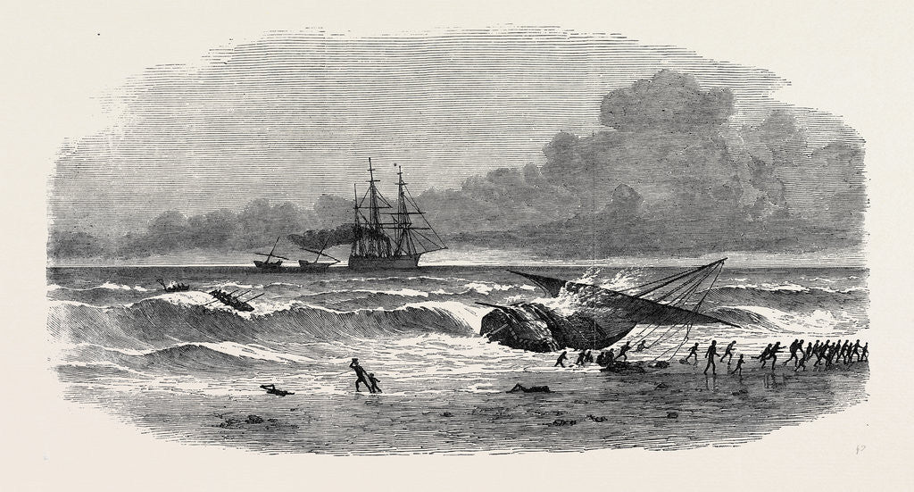 Detail of Suppression of the Slave Trade on the East Coast of Africa: Running on Shore of a Slave-Dhow to Escape Capture 1869 by Anonymous