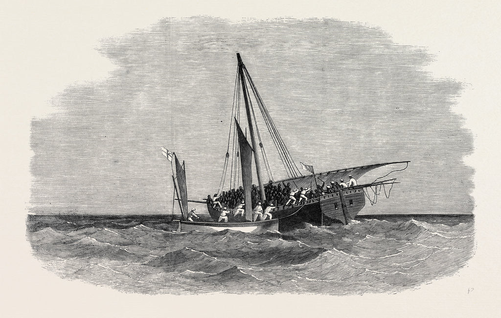 Detail of Suppression of the Slave Trade on the East Coast of Africa: The Cutter of H.M.S. Daphne Capturing a Slave-Dhow Off Brora 1869 by Anonymous