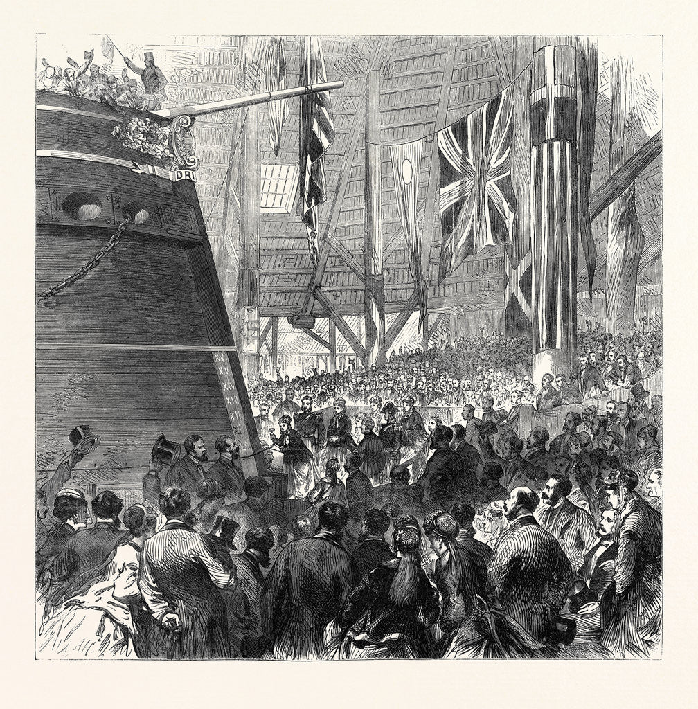 Detail of Launch of the Screw-Corvette Druid at Deptford Dockyard: Princess Louise Releasing the Dog-Shore UK 1869 by Anonymous