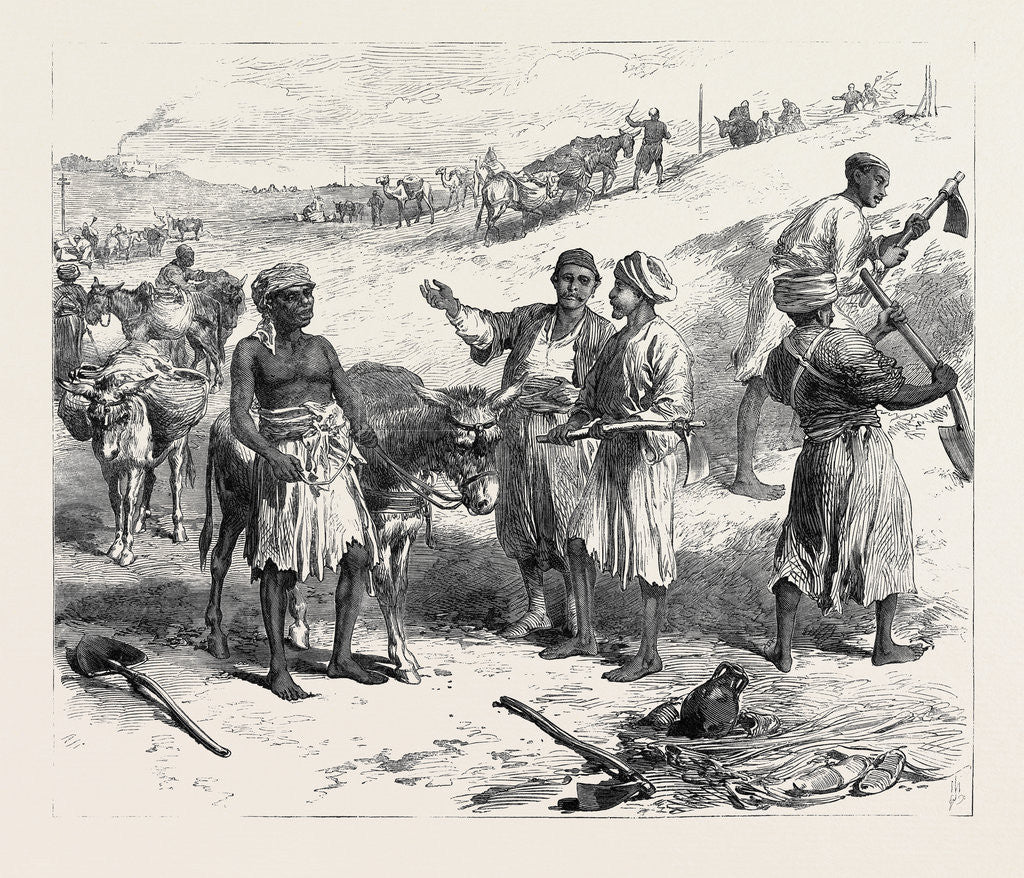 Detail of The Isthmus of Suez Maritime Canal: Labourers Removing Earth 1869 by Anonymous