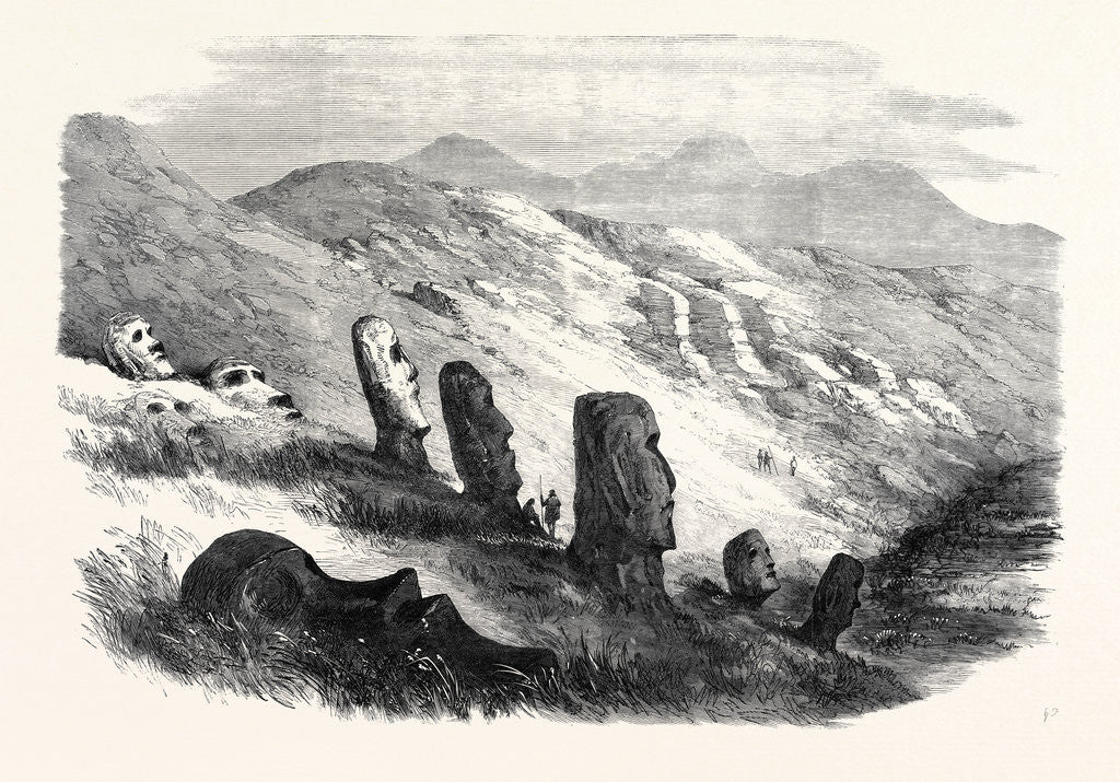 Detail of Group of Images Inside the Crater of Otuiti Easter Island 1869 by Anonymous
