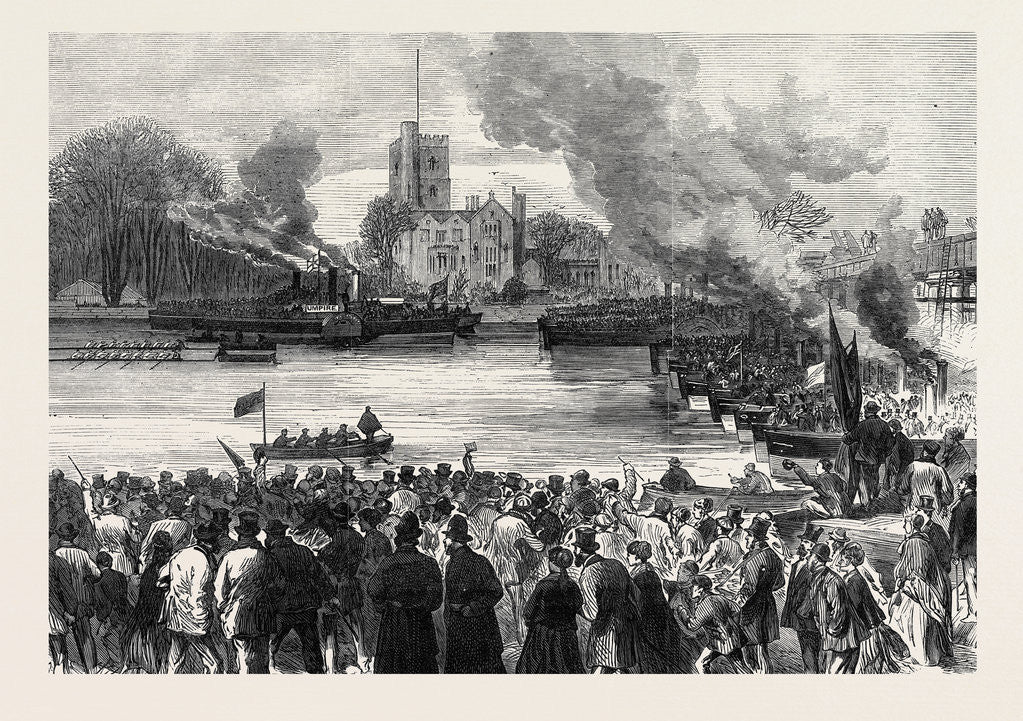 Detail of Oxford and Cambridge Universities Boat Race: The Start from Putney London UK 1869 by Anonymous