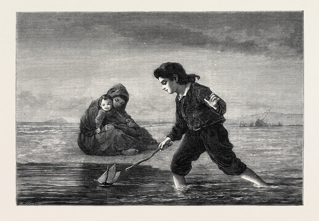 Detail of Children of the Sea, in the General Exhibition of Water Colour Drawings 1869 by Anonymous