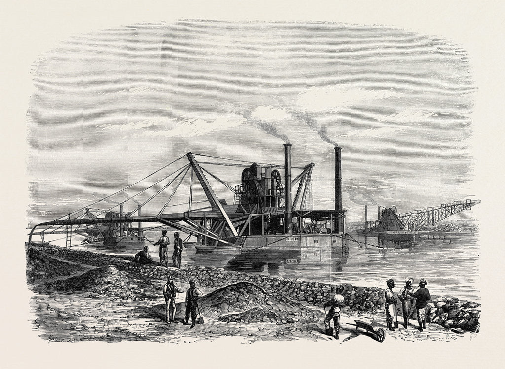 Detail of The Isthmus of Suez Maritime Canal: Dredges and Elevators at Work 1869 by Anonymous