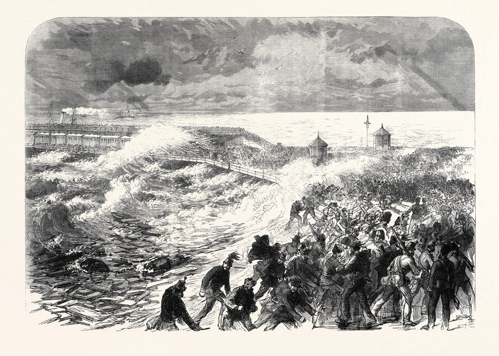 Detail of The Volunteer Review at Dover: Scene at the Wreck of H.M.S. Ferret at the Admiralty Pier UK 1869 by Anonymous