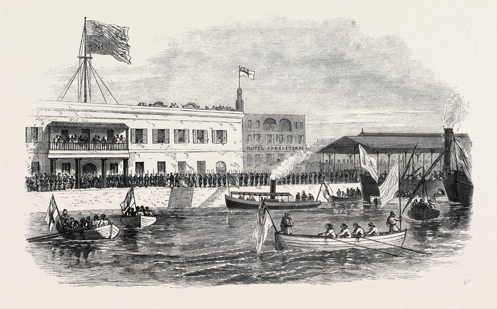 Detail of Visit of the Prince and Princess of Wales to the Suez Canal Works: Arrival of the Prince and Princess at Suez 1869 by Anonymous