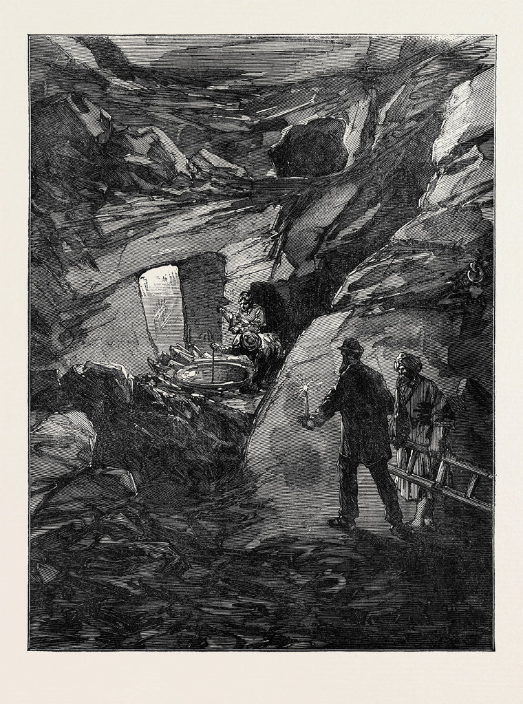 Detail of The Explorations at Jerusalem: Rock-Cut Tunnel Near the Fountain of the Virgin 1869 by Anonymous