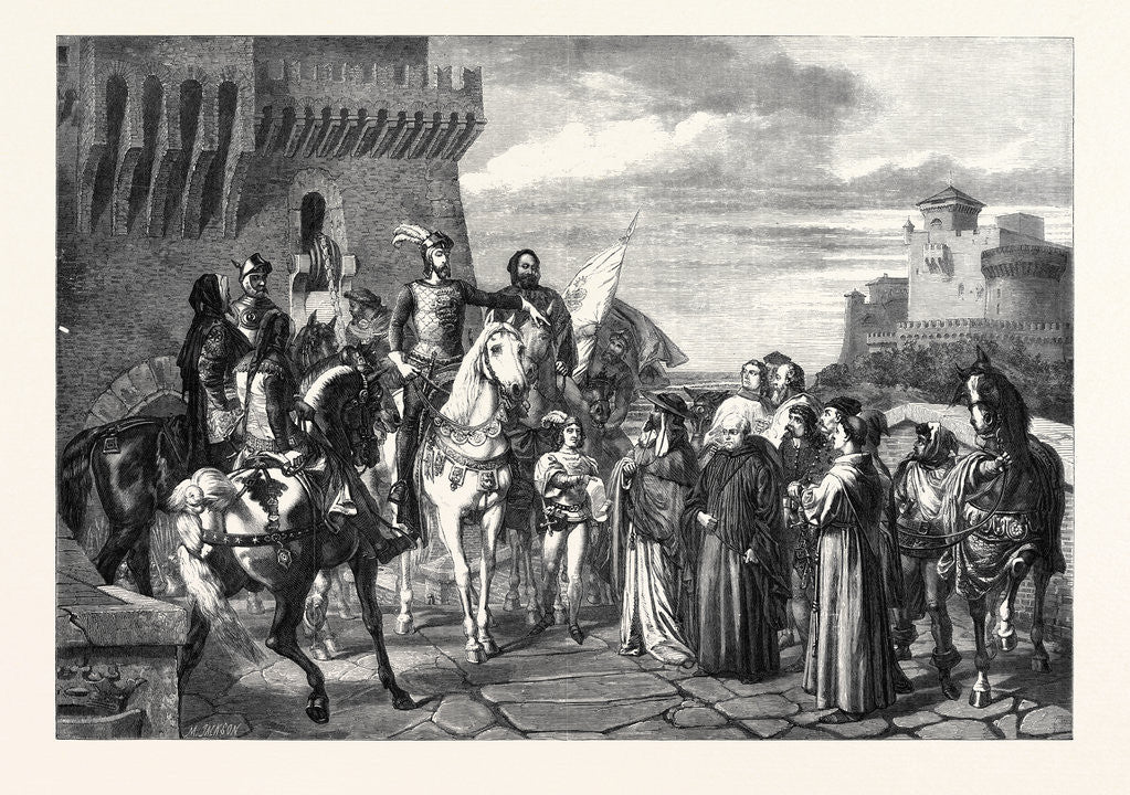 Detail of Bernabo Visconti Duke of Milan Receiving the Nuncios from Pope Innocent VI. In 1361, in the Crystal Palace Exhibition by Anonymous