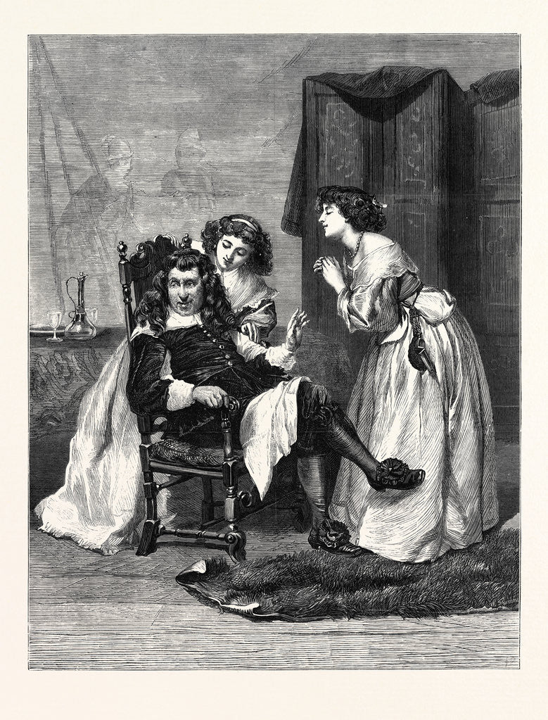 Detail of Persuading Papa, in the Exhibition at the Gallery 7 Haymarket 1869 UK by Anonymous