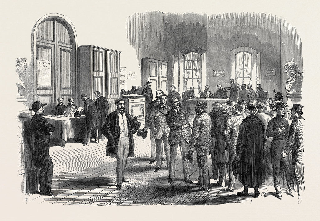 Detail of The Elections in France: Electors Voting at the Mairie of the Louvre 1869 by Anonymous