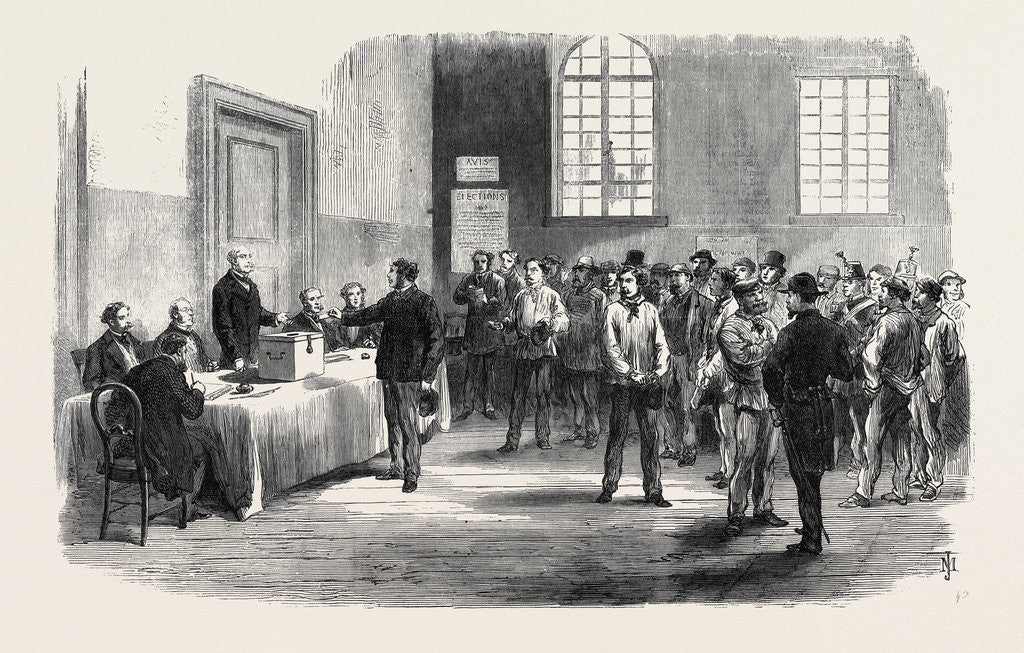 Detail of The Elections in France: Electors Voting at the Polling-Place in the Faubourg St. Antoine 1869 by Anonymous