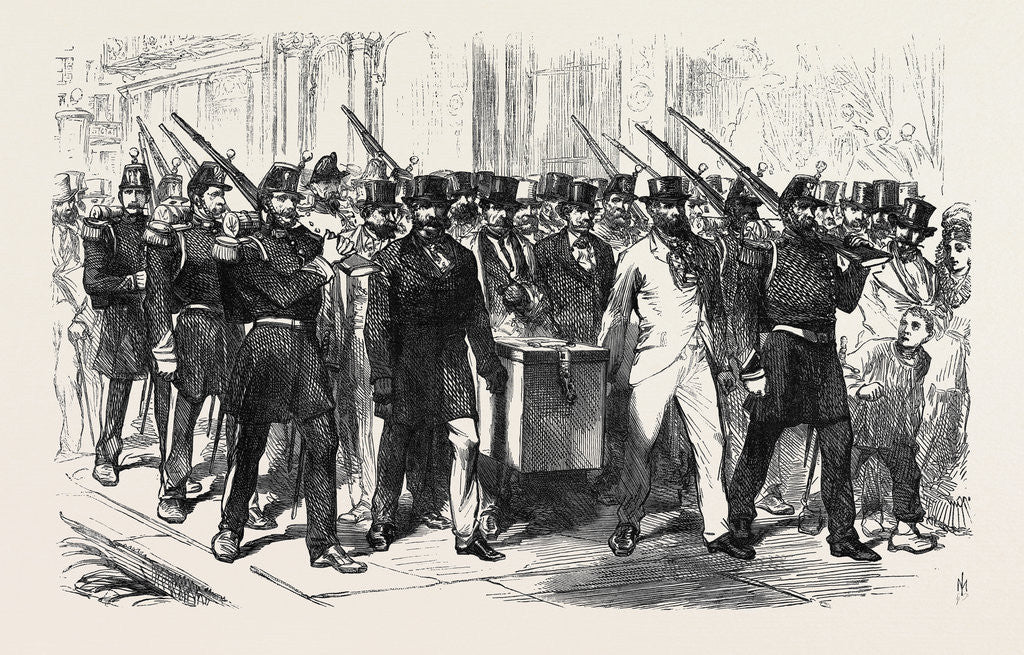 Detail of The Elections in France: Removal of the Voting-Urn from a District Polling-Place to the Mairie 1869 by Anonymous