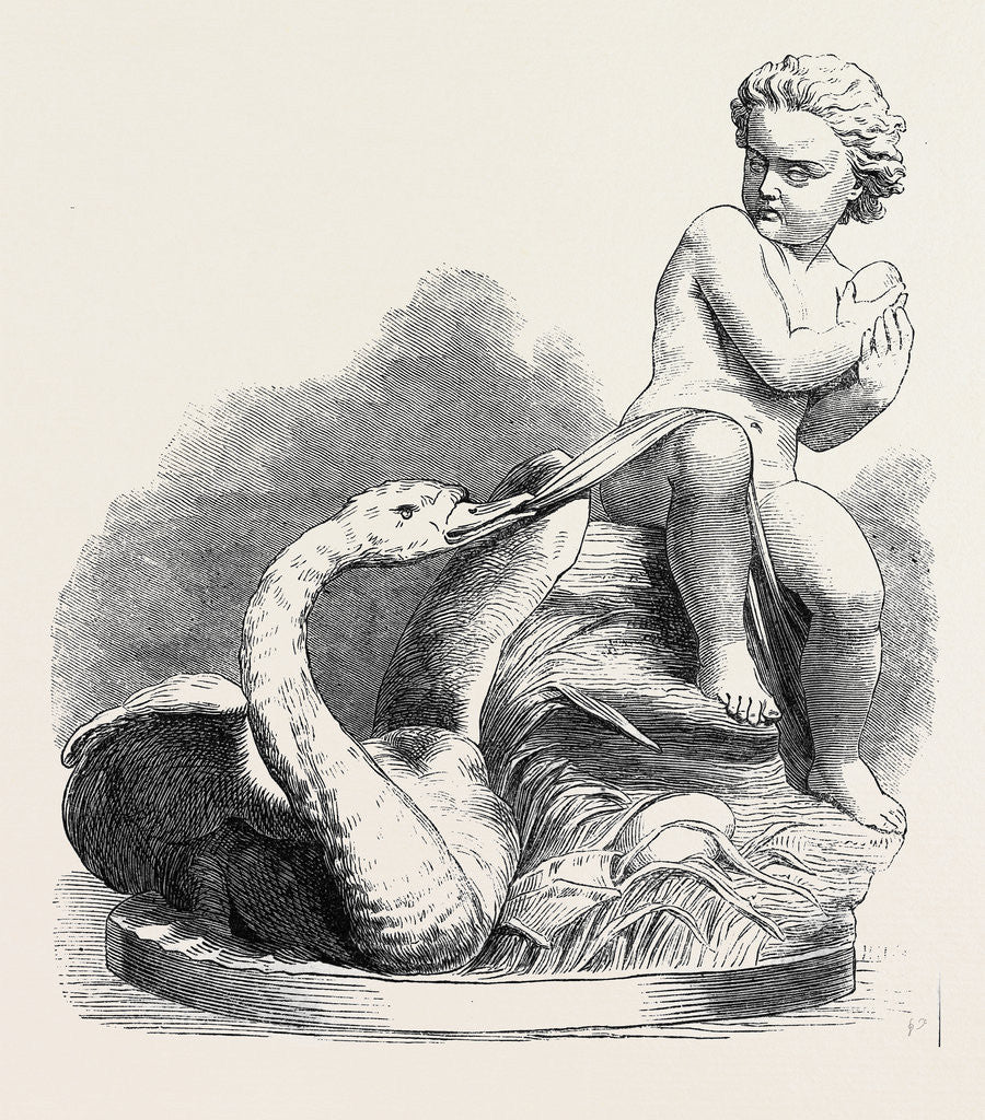 Detail of Child and Swan (Sculpture), in the Royal Academy Exhibition 1869 by Anonymous