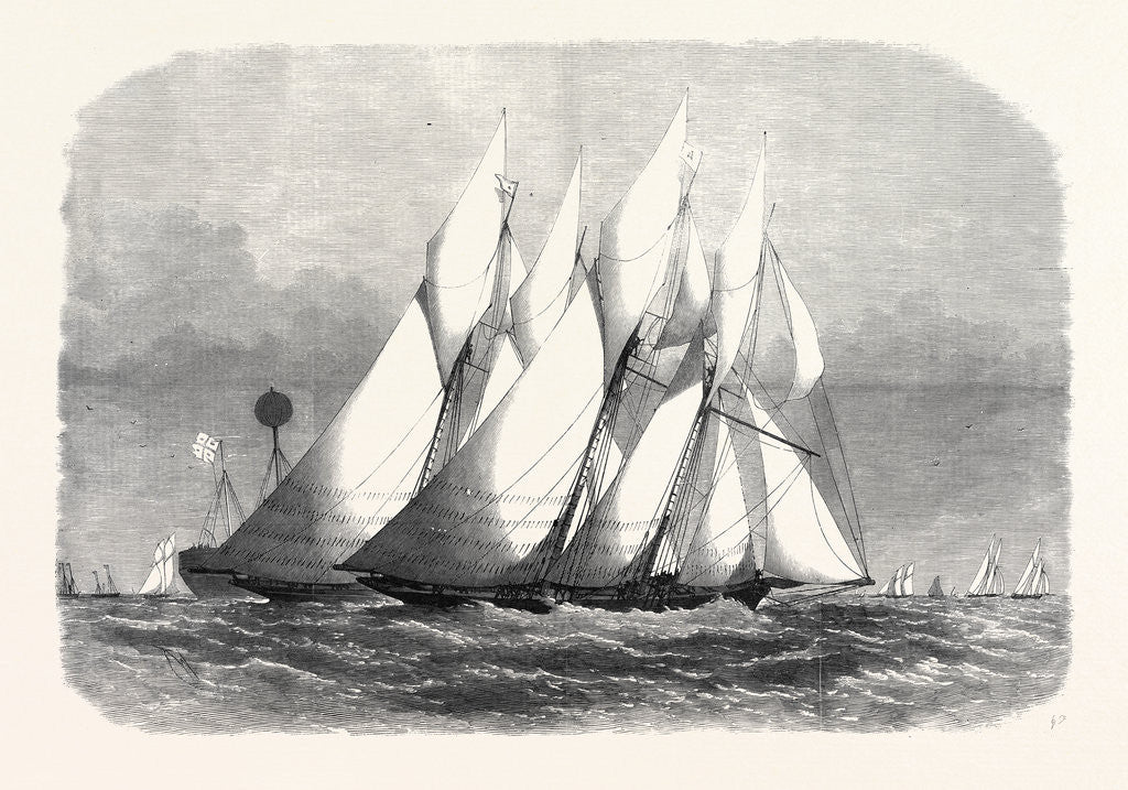 Detail of The Royal Thames Yacht Club Schooner Match the Cambria and Witchcraft Rounding the Mouse Light 1869 by Anonymous