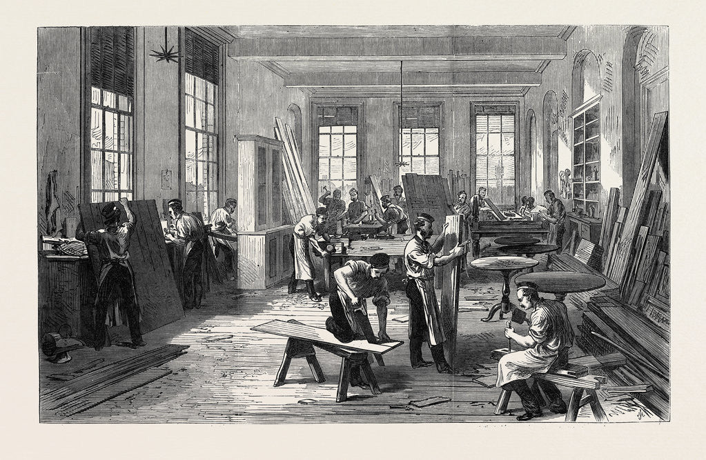 Detail of The Guards' Institute Vauxhall Bridge Road London the Carpenters' Shop 1869 UK by Anonymous