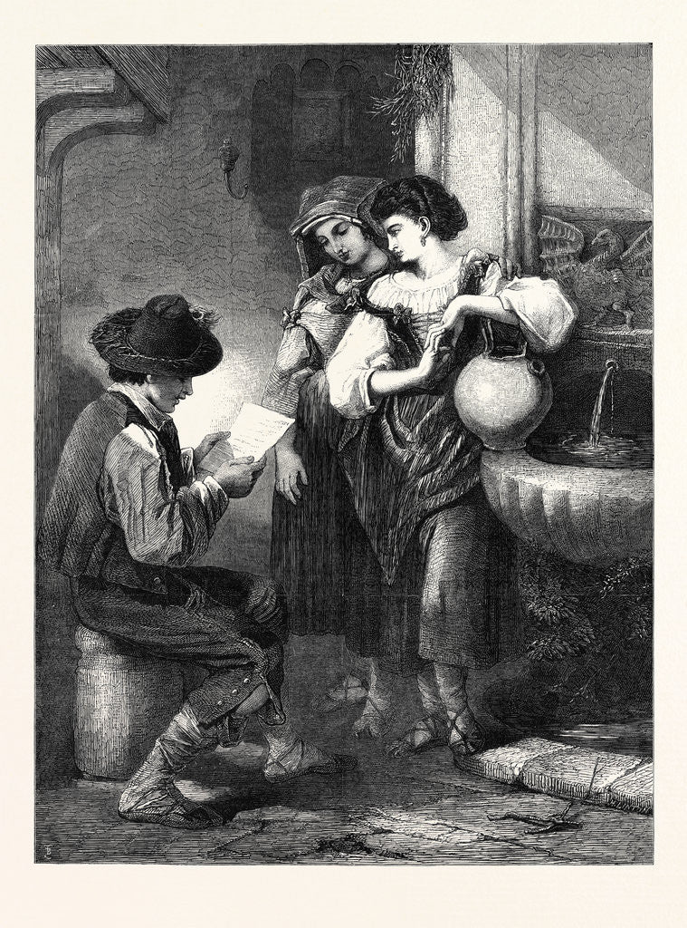 Detail of The Letter, in the Exhibition of the Society of Painters in Water Colours 1869 by Anonymous