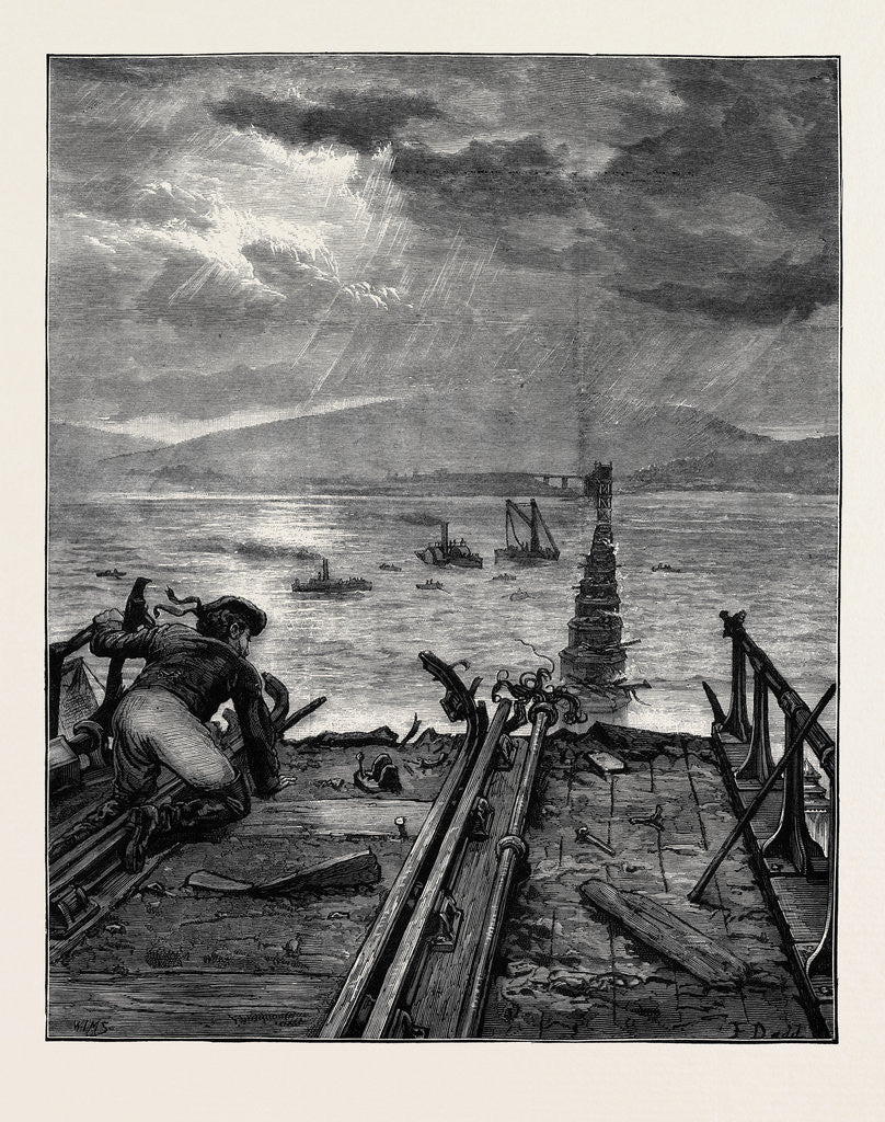 Detail of The Tay Bridge Disaster: View of the Broken Bridge from the North End 1880 by Anonymous