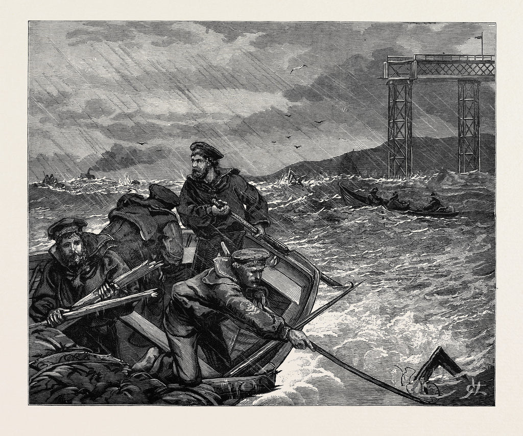 Detail of The Tay Bridge Disaster: Boats Assisting in the Search 1880 by Anonymous