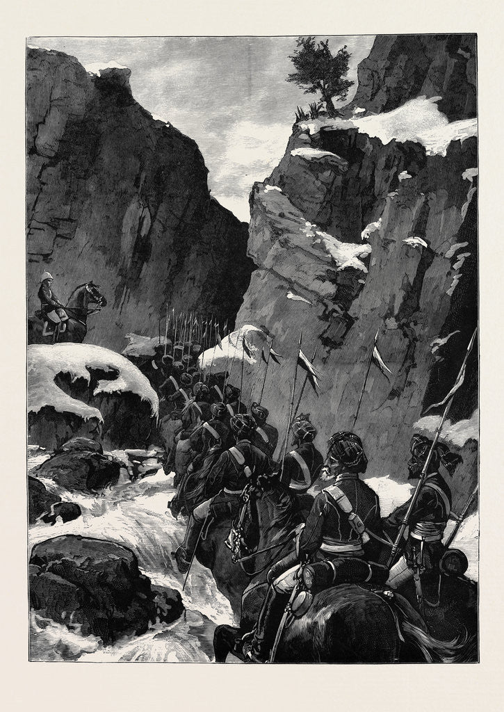 Detail of The Afghan War: The 10th Bengal Lancers in the Jugdulluk Pass 1880 by Anonymous