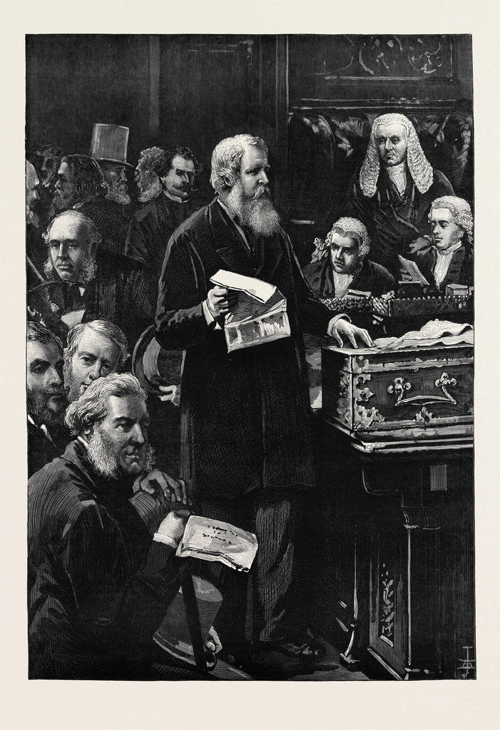 Detail of The Opening of Parliament: The Chancellor of the Exchequer Speaking in the House of Commons 1880 by Anonymous