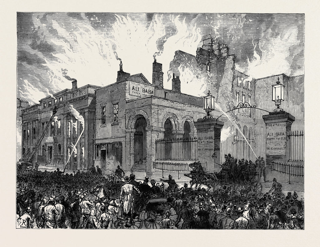 Detail of Burning of the Dublin Theatre Ireland 1880 by Anonymous