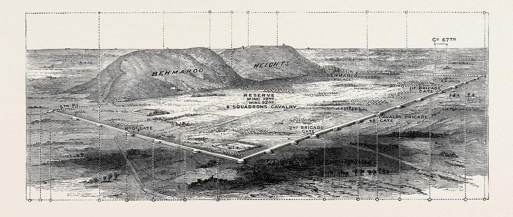 Detail of The Afghan War: Bird's-Eye View of Defences of the Sherpore Cantonment Showing Positions of the Troops in Garrison 1880 by Anonymous