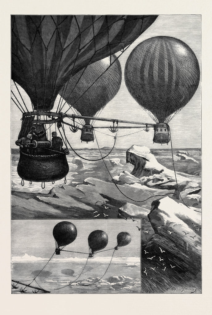 Detail of Proposed Method of Reaching the North Pole by Balloons: Balloons Starting Balloons at Anchor 1880 by Anonymous