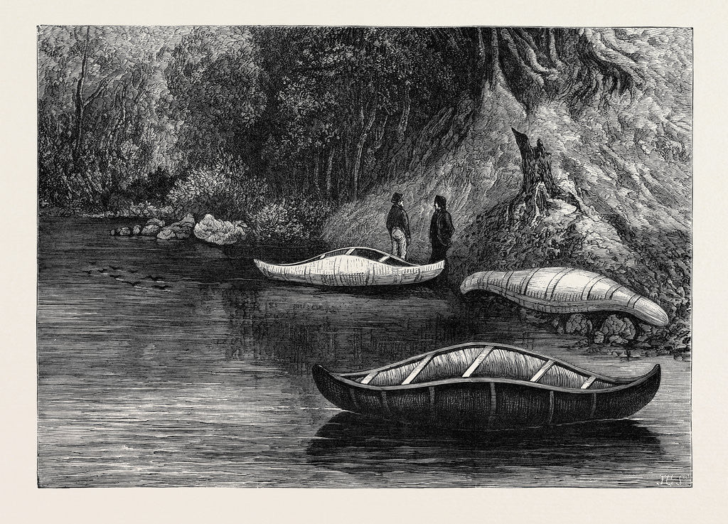 Detail of Fishing on the Ristigouche in Canada: In the Exhibition of the Society of Painters in Water Colours 1880 by Anonymous