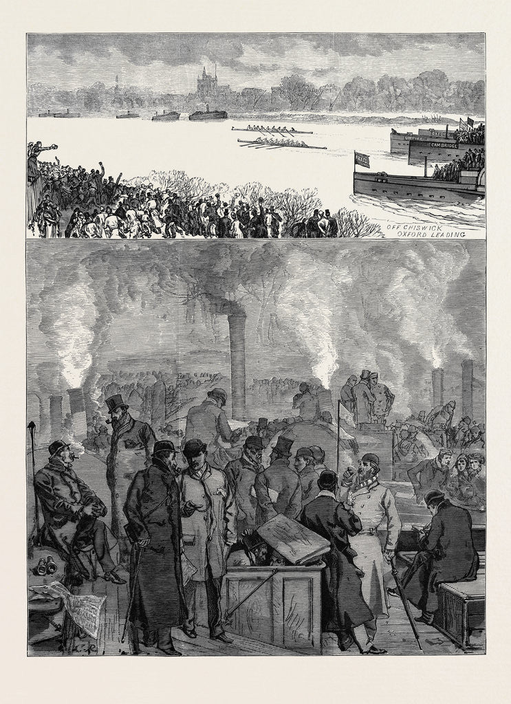Detail of The Oxford and Cambridge Boat Race: The Press Boat in a Fog on Saturday Morning and the Race Postponed by Anonymous