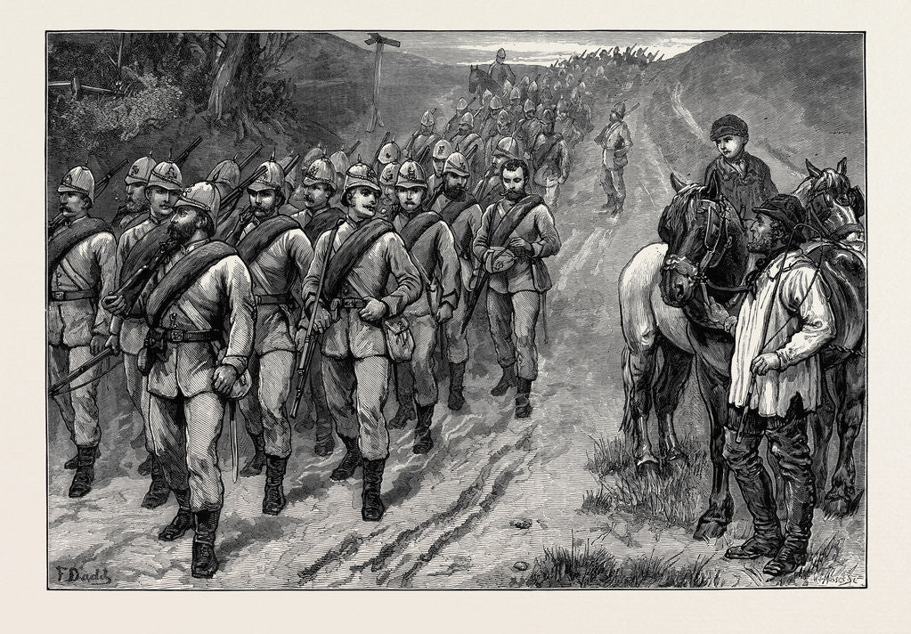 Detail of The Brighton Review: The Artists' Corps Marching to Brighton 1880 by Anonymous