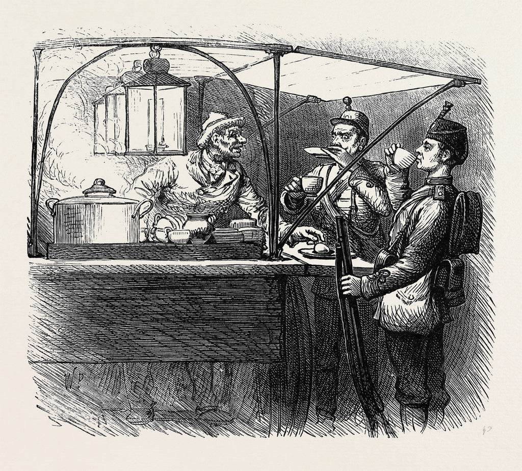 Detail of At the Brighton Theatre of War: Coffee for Two. 1880 by Anonymous