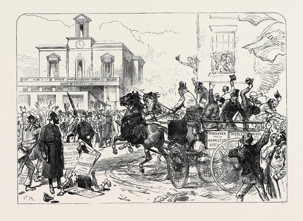 Detail of The General Election: The Middlesex Election: Two Minutes to Five at Brentford 1880 by Anonymous