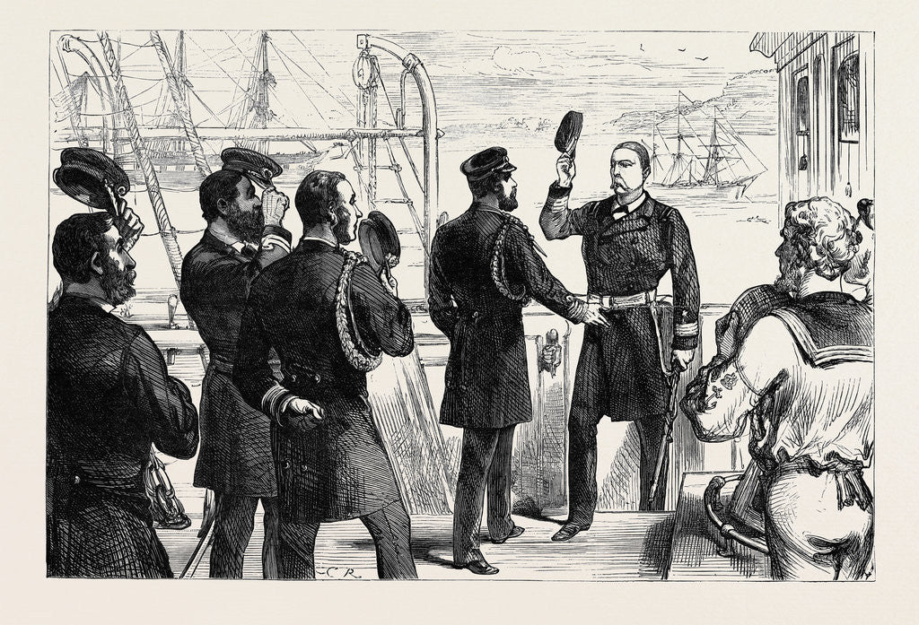 Detail of The Duke of Edinburgh Receiving the Commander of the U.S. Frigate Constellation at Queenstown 1880 by Anonymous
