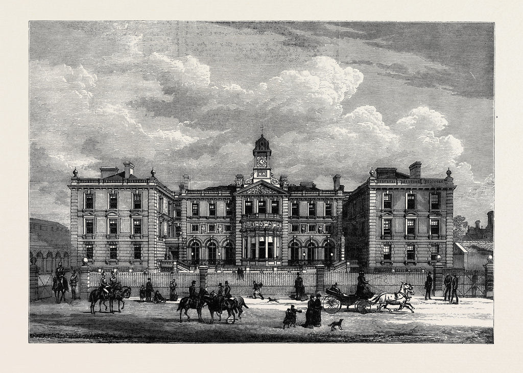 Detail of The Officers' Quarters New Barracks at Knightsbridge London 1880 by Anonymous