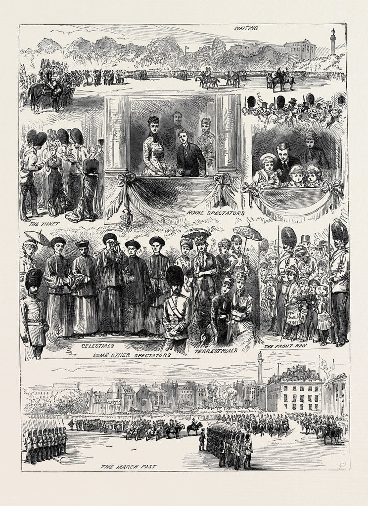 Detail of Sketches at Trooping the Colours on the Queen's Birthday 1880 by Anonymous