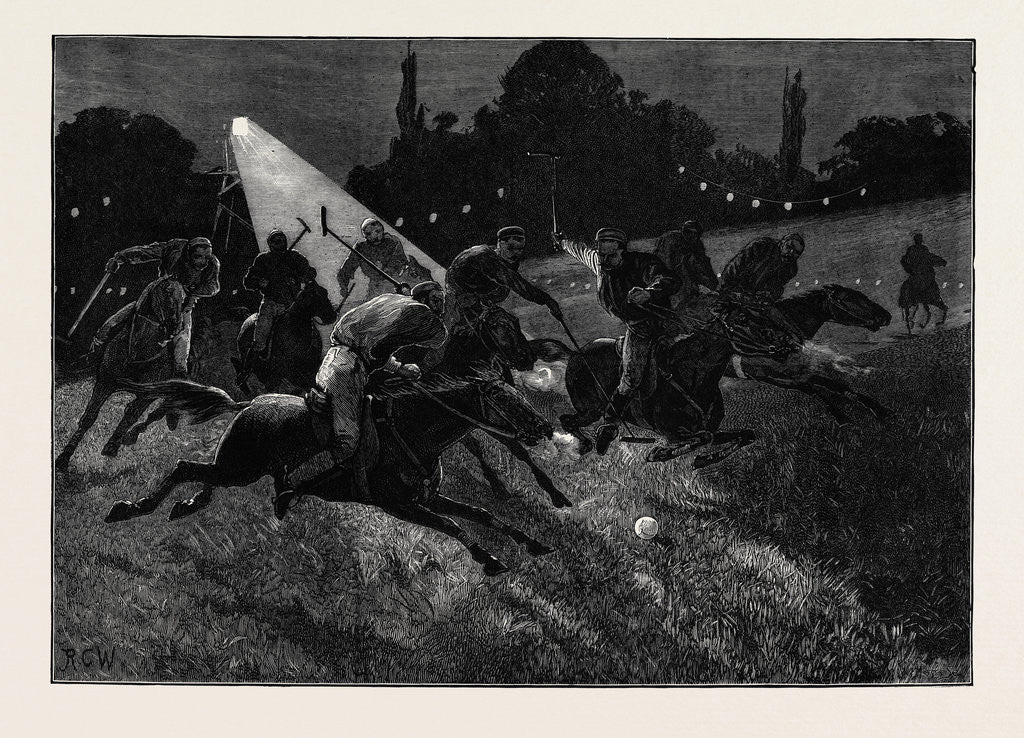 Detail of Polo Match by Electric Light at the Ranelagh Club 1880 by Anonymous
