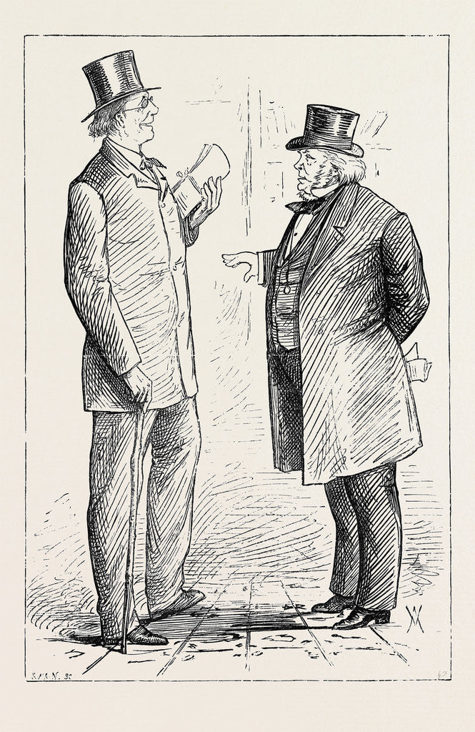 Detail of Parliamentary Sketches: In the Lobby: Tribunes of the People 1880 by Anonymous