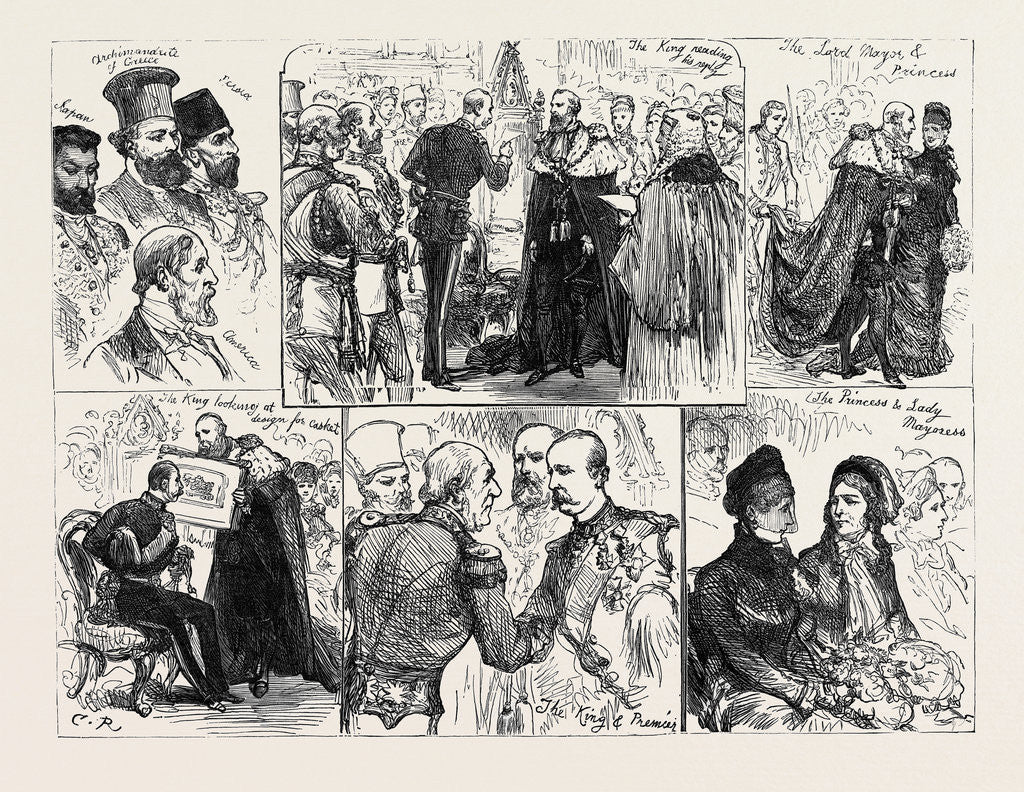 Detail of Sketches at the Presentation of Address to the King of Greece by the Corporation of London 1880 by Anonymous