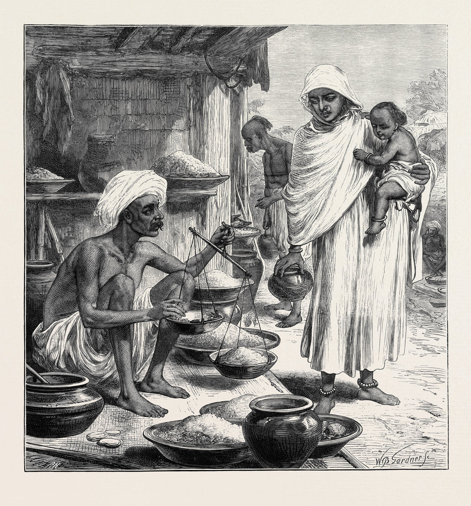 Detail of The Impending Famine in Bengal: A Bengalee Beniah or Grain Seller 1874 by Anonymous