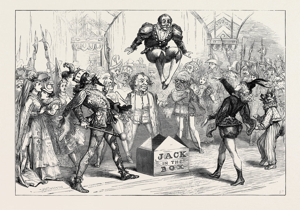 Detail of The Christmas Pantomimes: Scene from Jack in the Box at Drury Lane Theatre London 1874 by Anonymous