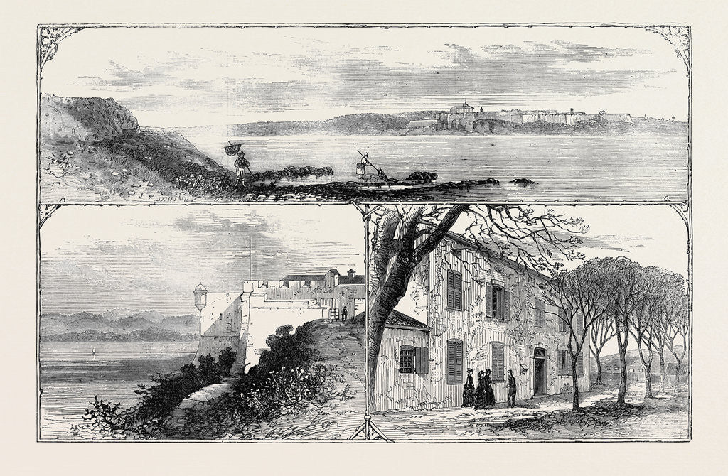 Detail of The Island and Fort of St. Marguerite the Prison of Ex-Marshal Bazaine 1874 by Anonymous