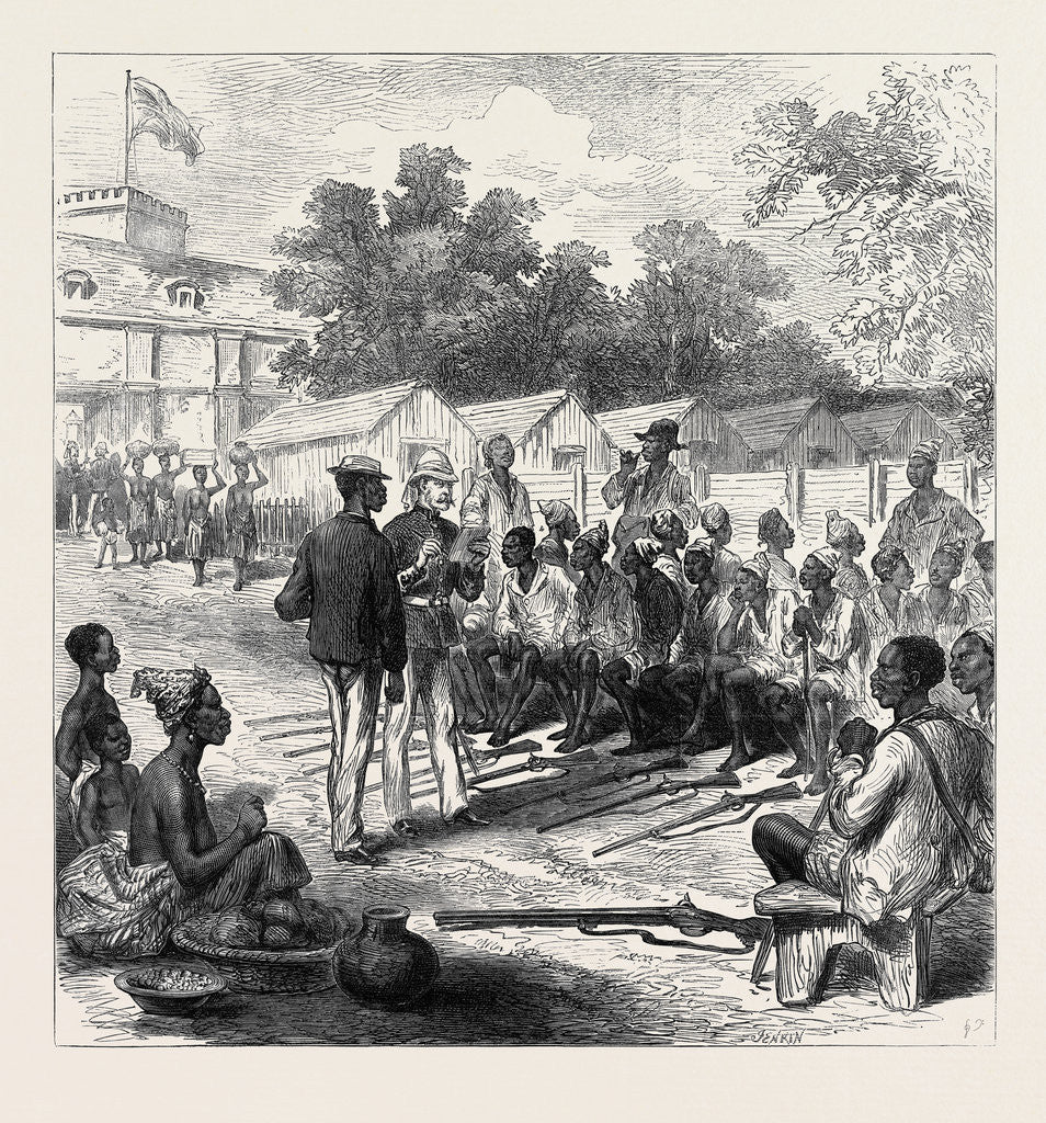 Detail of The Ashantee War: Arrivals at the North Gate Cape Coast Castle 1874 by Anonymous