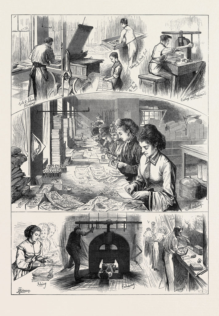 Detail of The Manufacture of Valentines 1874 by Anonymous
