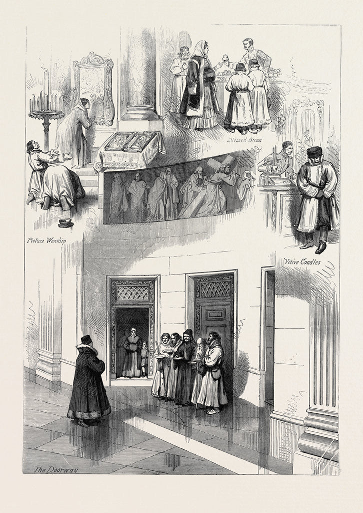Detail of The Royal Marriage in Russia: Sketches in St. Isaac's Church St. Petersburg 1874 by Anonymous