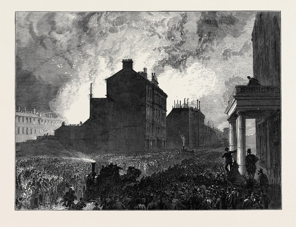 Detail of The Burning of the Pantechnicon: The Fire Seen from Belgrave Square London 1874 by Anonymous