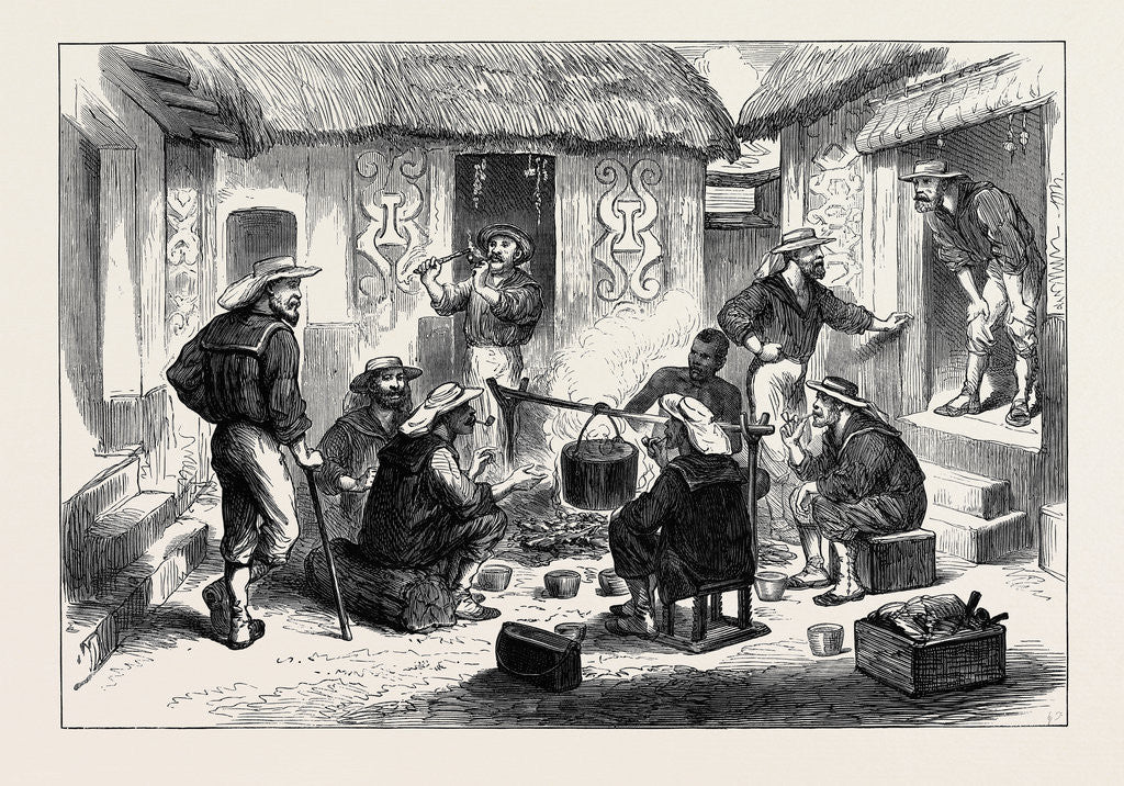 Detail of The Ashantee War: Naval Brigade Men Breakfasting in the Courtyard of an Ashantee House 1874 by Anonymous