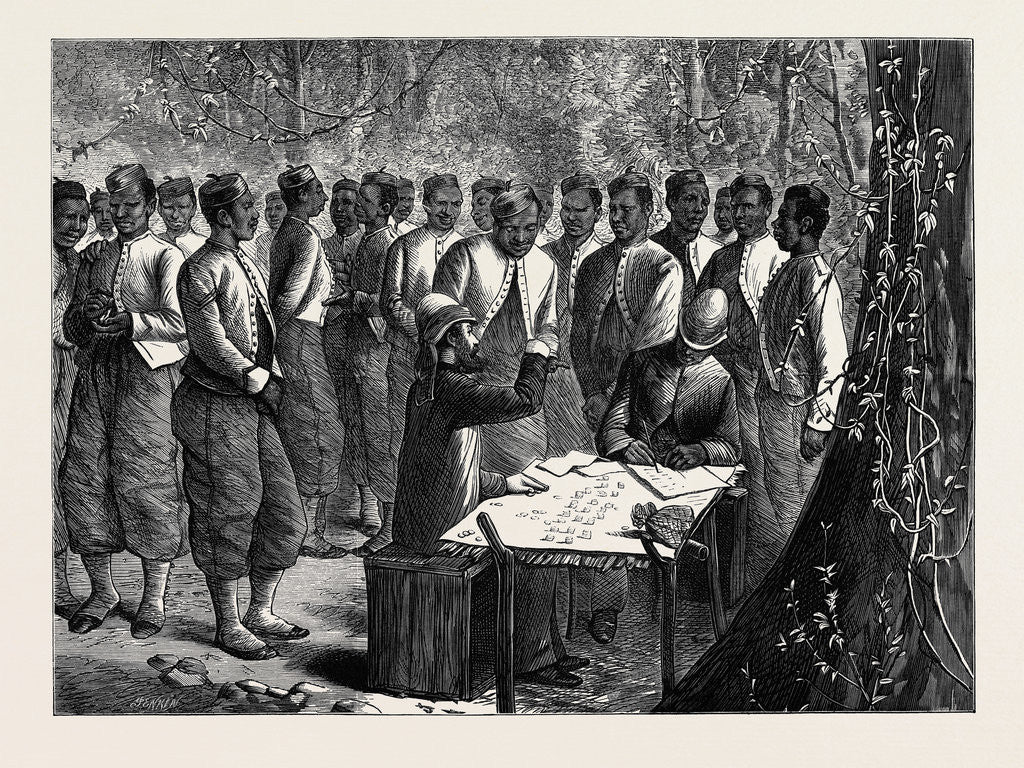 Detail of The Ashantee War: Paying a West India Regiment 1874 by Anonymous