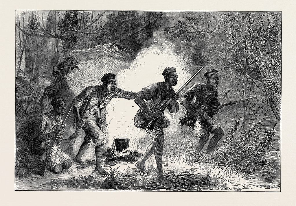Detail of The Ashantee War: A Night Alarm 1874 by Anonymous