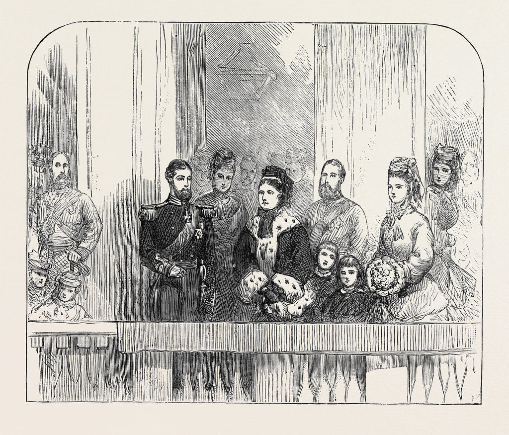 Detail of The Queen and Duke and Duchess of Edinburgh at the Balcony at Buckingham Palace London 1874 by Anonymous